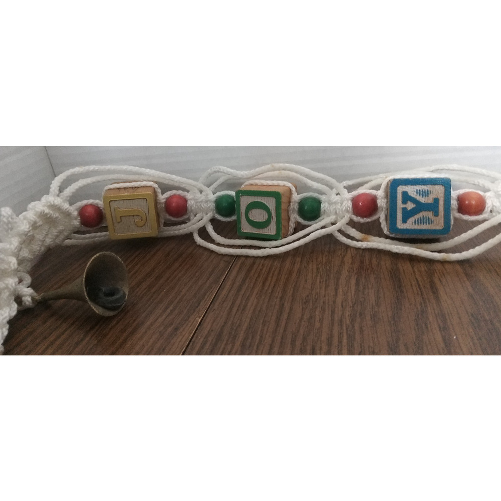 White Handmade Crocheted Joy Wall Hanger With Bells
